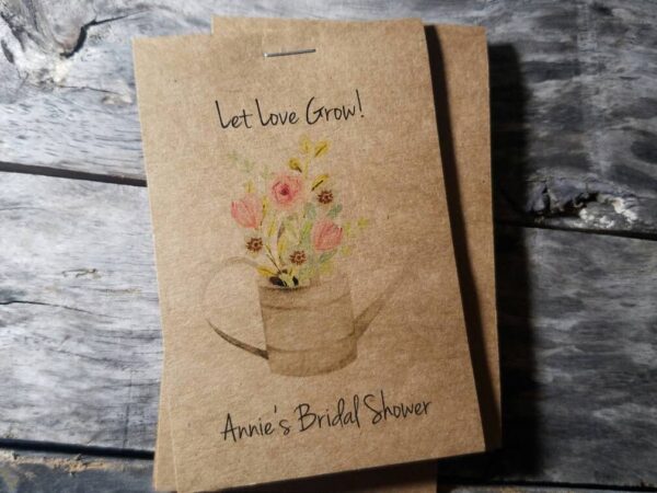 Let Love Grow Flower Seed Packet Favor Floral Watering Can Shabby Chic Cute Favors for Country Bridal Shower Wedding Birthday kraft - Image 6