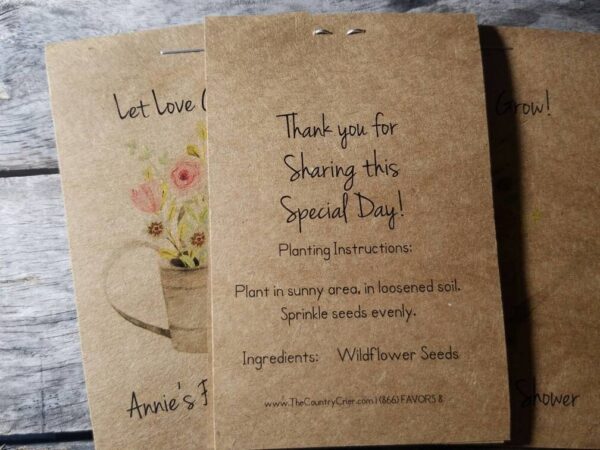 Let Love Grow Flower Seed Packet Favor Floral Watering Can Shabby Chic Cute Favors for Country Bridal Shower Wedding Birthday kraft - Image 5