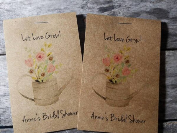 Let Love Grow Flower Seed Packet Favor Floral Watering Can Shabby Chic Cute Favors for Country Bridal Shower Wedding Birthday kraft - Image 7