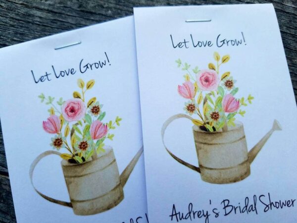 Let Love Grow Flower Seed Packet Favor Floral Watering Can Shabby Chic Cute Favors for Country Bridal Shower Wedding Birthday kraft - Image 4