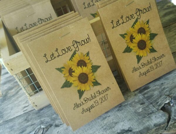 Sunflower Trio Wedding Seed Packet Favors ~ Shabby Chic Favor Perfect for Bridal Shower, Rehearsal dinner, wedding, or Anniversary - Image 2