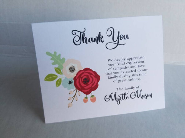 Floral Spray 2 Sympathy Thank You Cards - personalized custom cards for Funeral Thank You's grief and bereavement note cards - Image 2