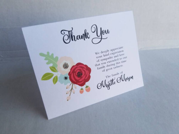Floral Spray 2 Sympathy Thank You Cards - personalized custom cards for Funeral Thank You's grief and bereavement note cards