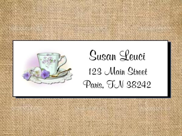 Custom Address Labels - Personalized Address Labels - Violets Teacup Personalized Return Address Labels