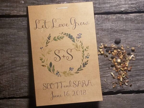Boho Green Wreath Let Love Grow Flower Seed Packets for Bridal Shower and Wedding Favors - Image 5
