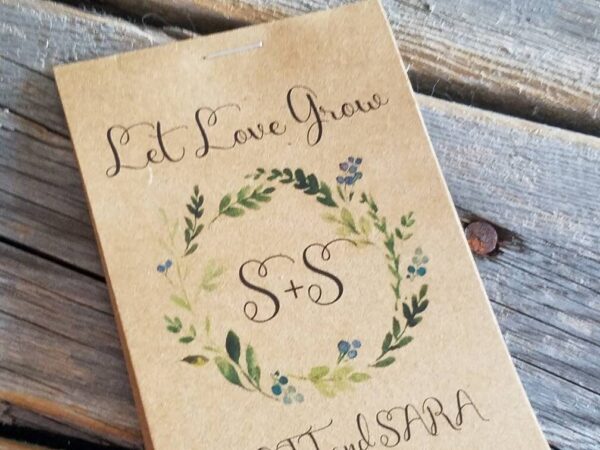 Boho Green Wreath Let Love Grow Flower Seed Packets for Bridal Shower and Wedding Favors - Image 4
