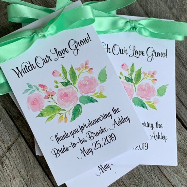 Beautiful Watercolor Pink Roses Design Wedding Favors w/ Wildflowers Seed Packets Personalized Bridal Shower Favors ~  Reception Favors - Image 8