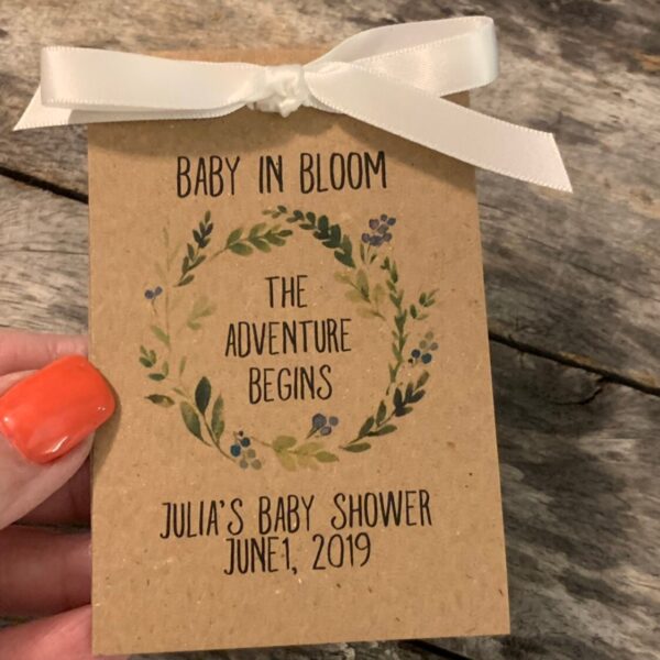 Boho Green Wreath Let Love Grow Flower Seed Packets for Bridal Shower and Wedding Favors