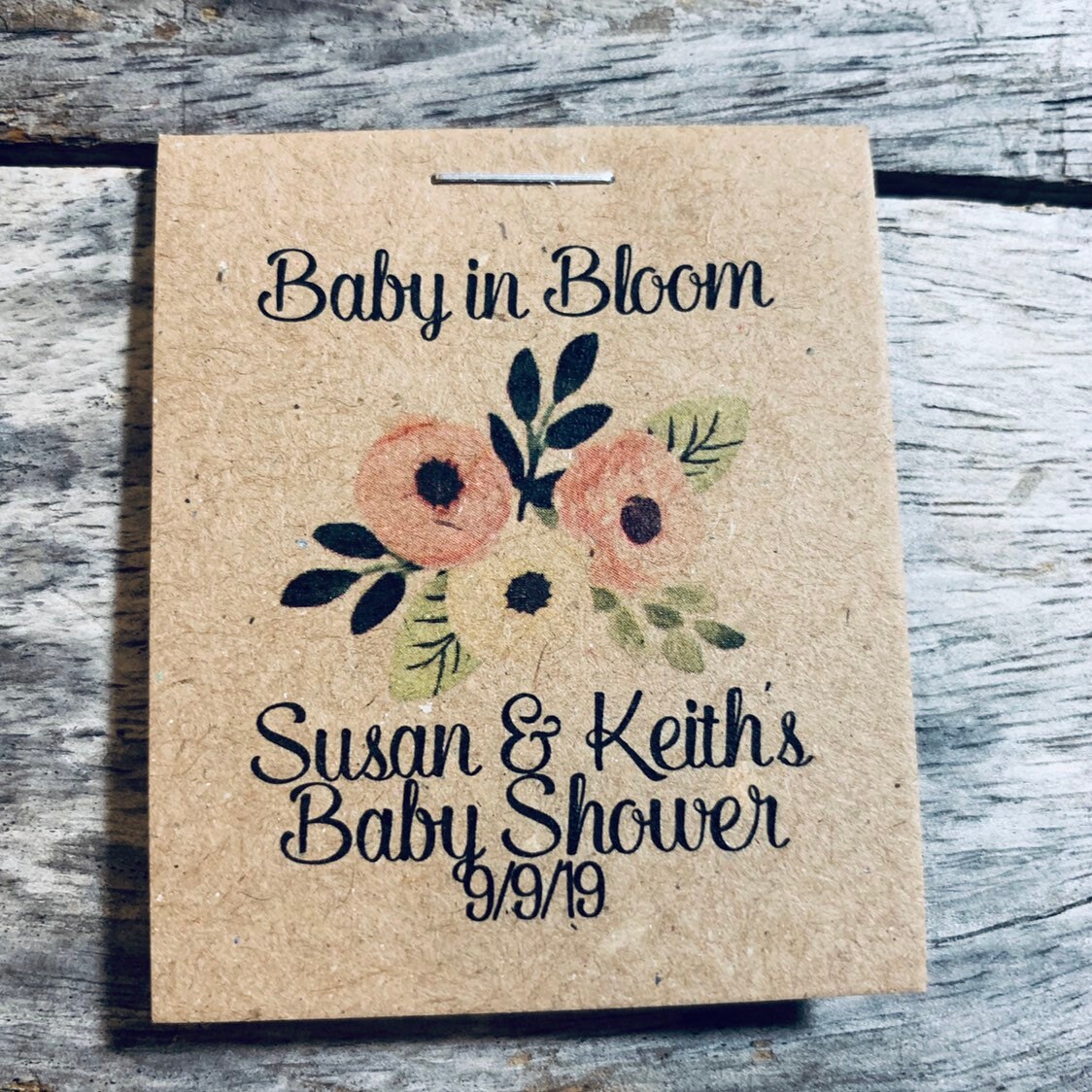 Baby in bloom bee and sunflower or wildflower baby shower seed pack favor, Sweet B Originals, Memorial Seeds