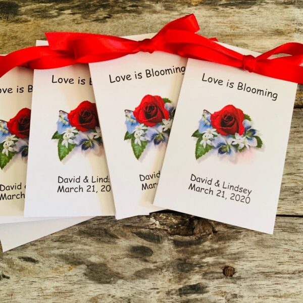 Red Rose Design w/ Wildflower Seed Packets for Bridal Shower Wedding Flower Seeds Party Favors SALE CIJ Christmas in July - Image 5