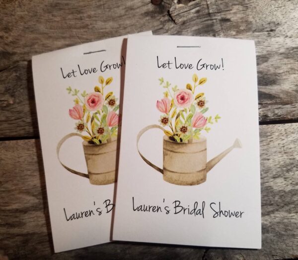 Let Love Grow Flower Seed Packet Favor Floral Watering Can Shabby Chic Cute Favors for Country Bridal Shower Wedding Birthday kraft - Image 3
