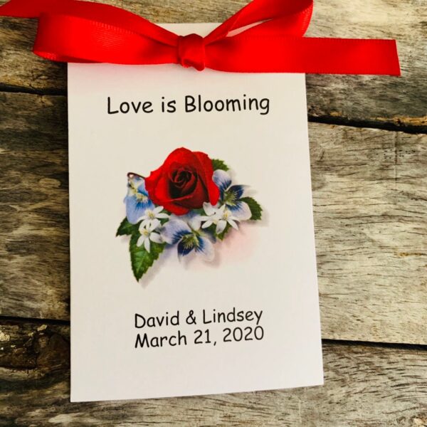 Red Rose Design w/ Wildflower Seed Packets for Bridal Shower Wedding Flower Seeds Party Favors SALE CIJ Christmas in July - Image 3