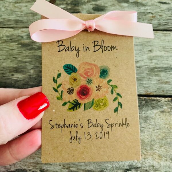 Rustic Kraft Design Floral Wildflowers Let Love Grow Flower Seed Packet Favor Shabby Chic Cute Favors Bridal Shower Wedding Birthday - Image 2
