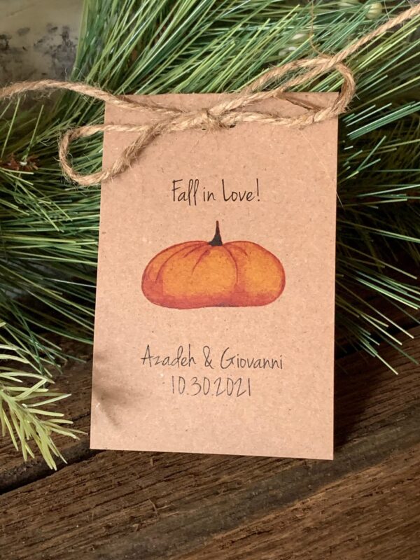 Rustic Kraft Design Pumpkin Fall in Love Let Love Grow Flower Seed Packet Favor Shabby Chic Cute Favors Bridal Shower Filled with sunflowers