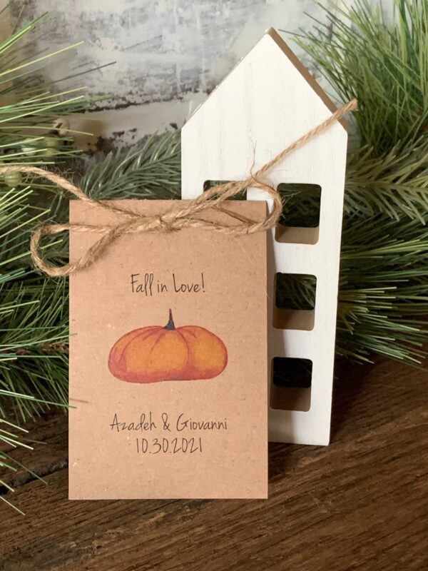 Rustic Kraft Design Pumpkin Fall in Love Let Love Grow Flower Seed Packet Favor Shabby Chic Cute Favors Bridal Shower Filled with sunflowers - Image 3