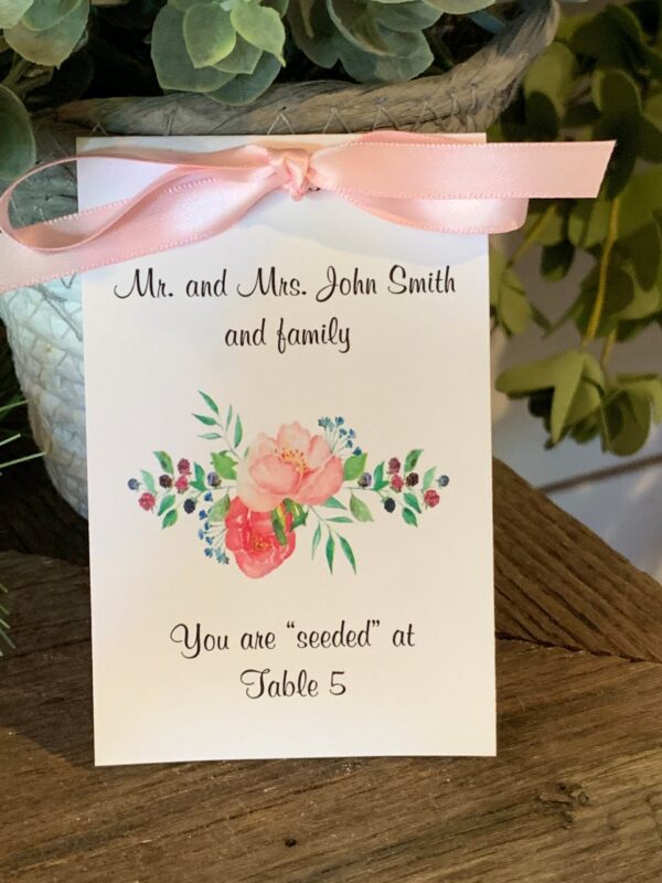 Wedding Reception Place Cards Printed with Guest Name and Table Number - Seed Packets Double as Escort Cards for Wedding Seating Chart - Image 2