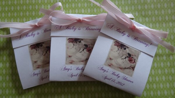 Baby Shower Tea Bag Party Favors for Baby Shower or Baby Sprinkle Shabby Chic Rustic Theme Vintage Design Victorian Shoes Girly - Image 4