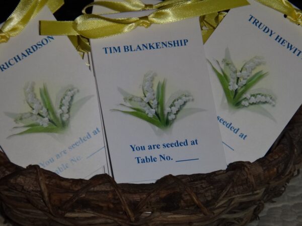 Lily of the Valley Design w/ Wildflower Seeds Place Cards Printed with Guest Names..You are Seeded at ....Wedding Seeds Party Favors - Image 3
