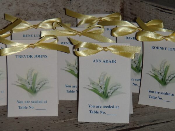 Lily of the Valley Design w/ Wildflower Seeds Place Cards Printed with Guest Names..You are Seeded at ....Wedding Seeds Party Favors - Image 2