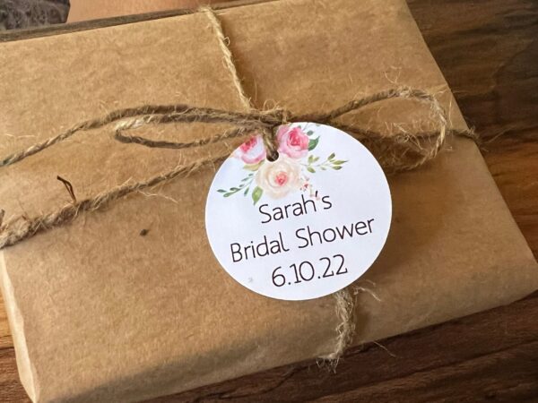 1.5 inch Floral Personalized Mini Gift Tags for bridal shower, wedding, anniversary favors, wine favor tags - Image 2