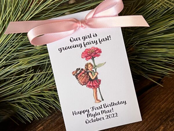 Garden Fairy Flower Seed Packets for Birthday Party  Favors Zinnia Child Personalized Keepsakes Fairy Princess theme
