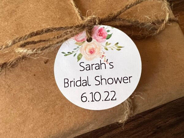 1.5 inch Floral Personalized Mini Gift Tags for bridal shower, wedding, anniversary favors, wine favor tags