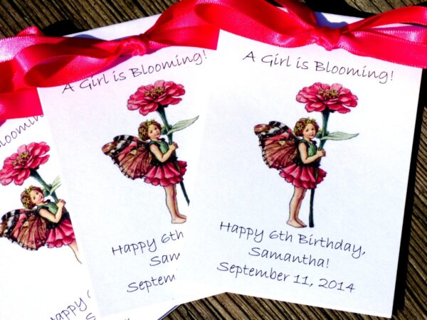 Garden Fairy Flower Seed Packets for Birthday Party  Favors Zinnia Child Personalized Keepsakes Fairy Princess theme - Image 8